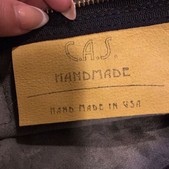 C.A.S. Handmade in USA Gray Full Grain Leather Tote Bag - Picture 3 of 5